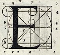 Detail from page of Theorica et practica . . .de modo scribendi fabricandique omnes literarum species. Please click on image to view entire page opening.